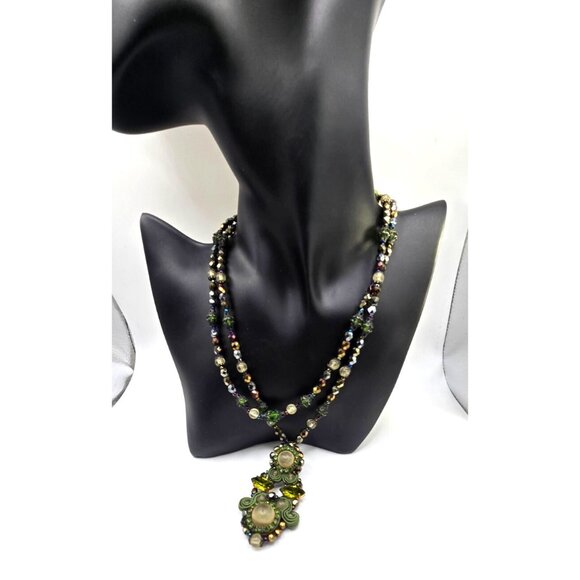 Handcrafted Soutache Beaded Pendant Necklace – Vintage Artisan Statement - Picture 8 of 11